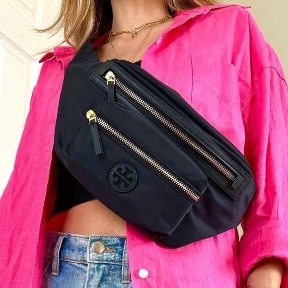 NEW Tory Burch crossbody belt bag black nylon zipper gold-tone hardware NWT - Picture 11 of 12